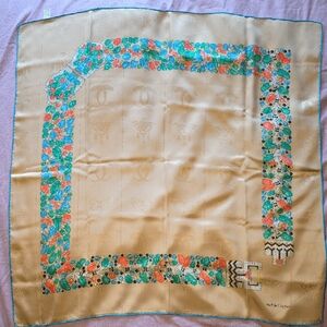 Cartier Gold and Blue Silk Scarf